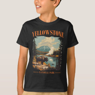 T-shirt Parc national de Yellowstone Randonnée Camping Vin