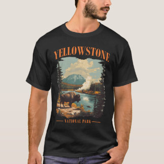 T-shirt Parc national de Yellowstone Randonnée Camping Vin