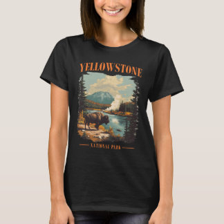 T-shirt Parc national de Yellowstone Randonnée vintage Cam