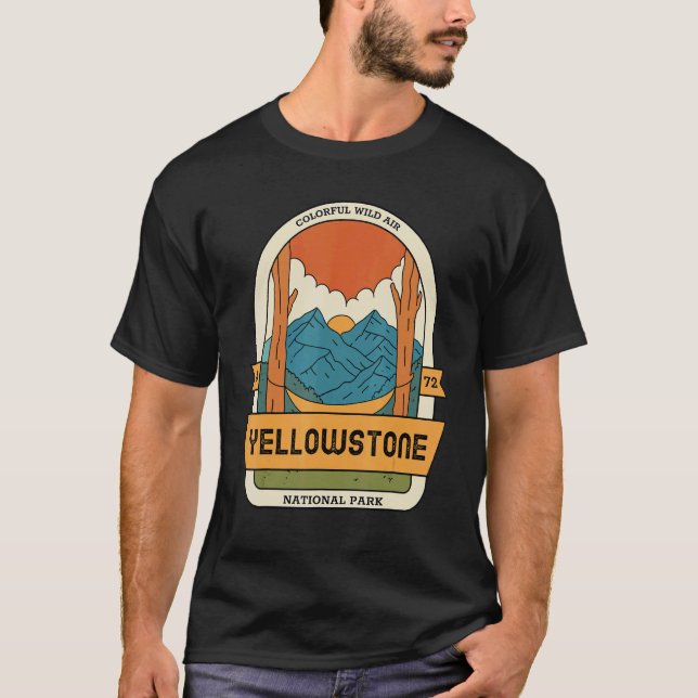 T-shirt Parc national de Yellowstone Retro Air sauvage col (Devant)