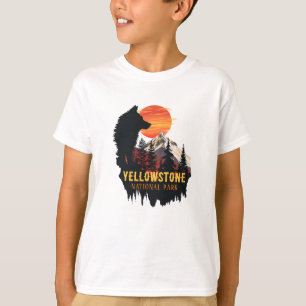 T-shirt Parc national de Yellowstone, Wolf Orange Sunset A