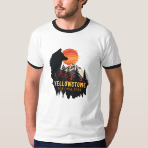 T-shirt Parc national de Yellowstone, Wolf Orange Sunset A