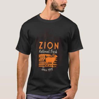 T-shirt Parc national de Zion Drapeau américain Montagnes