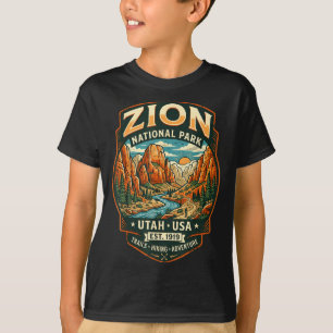 T-shirt Parc national de Zion Utah canyon randonnée rétro