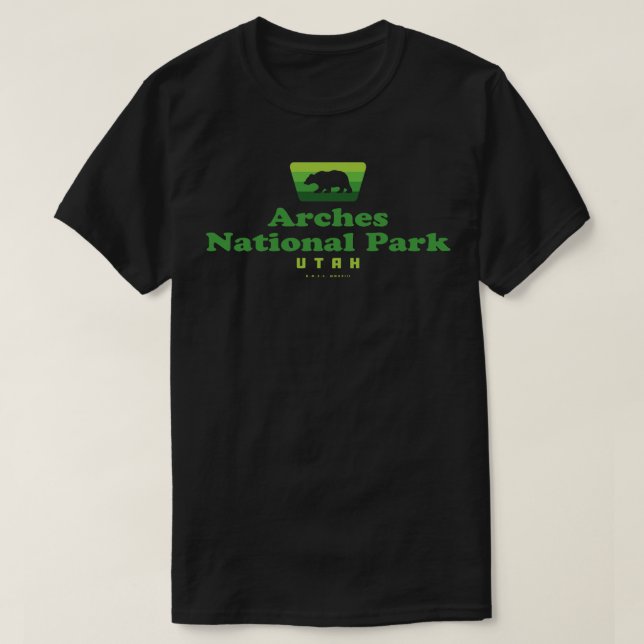 T-shirt Parc national des Arches Insigne rétro Bear Green (Design devant)