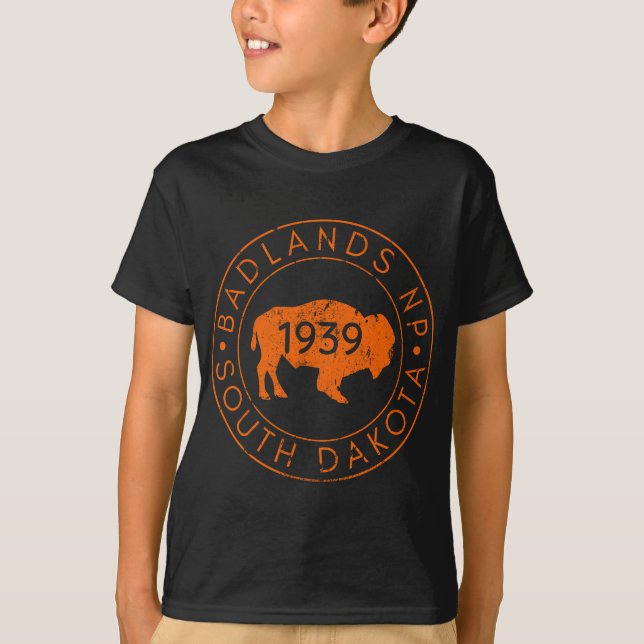 T-shirt Parc national des Badlands Randonnée Buffalo du Da (Devant)