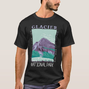 T-shirt Parc national des Glaciers Lac caché Rétro perturb