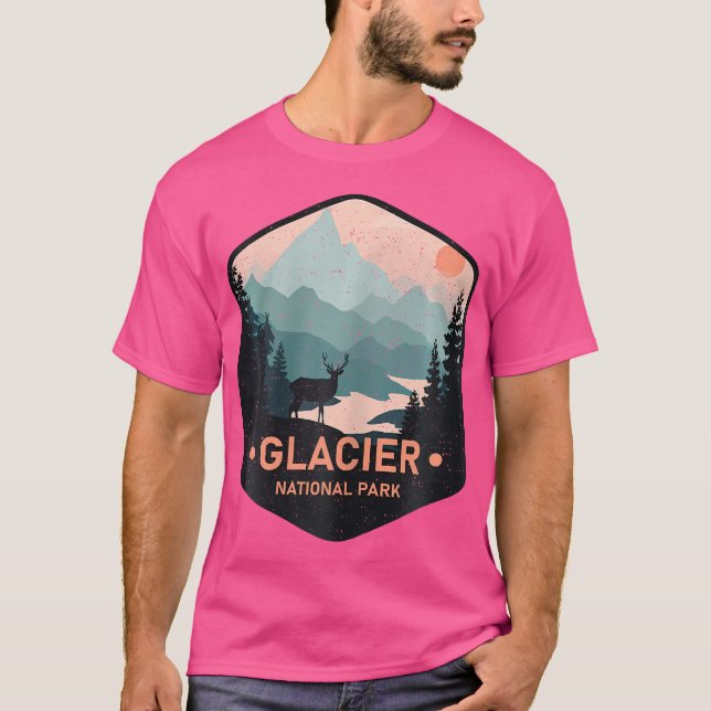 T-shirt Parc national des Glaciers Montana Deer Randonnée  (Devant)