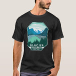 T-shirt Parc national des Glaciers Montana Emblem rétro<br><div class="desc">Design vectoriel de Glacier Park. Le parc est une zone sauvage située dans les Rocheuses du Montana,  avec des pics et des vallées sculptés par des glaciers qui s'étendent jusqu'à la frontière canadienne.</div>