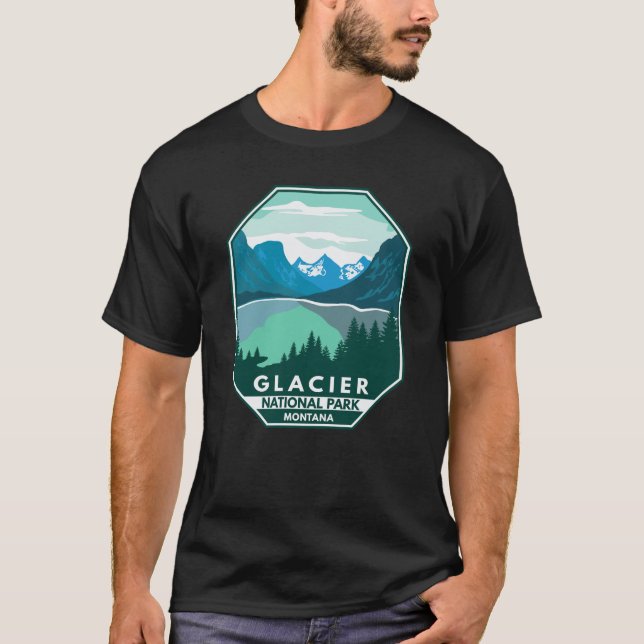 T-shirt Parc national des Glaciers Montana Emblem rétro (Devant)
