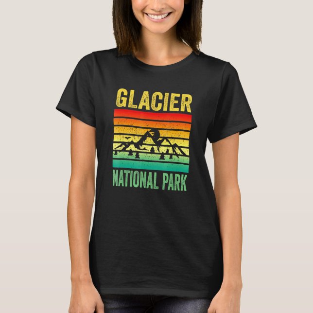 T-shirt Parc national des Glaciers Montana Retro Sunset So (Devant)