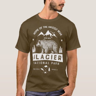 T-shirt Parc national des Glaciers Vintage Montana Ours Ho