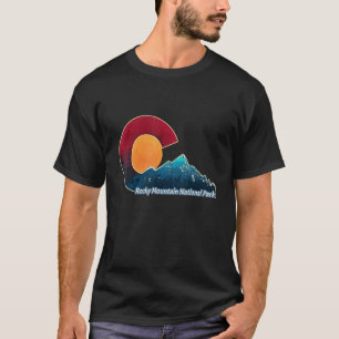 T-shirt Parc national des Rocheuses Colorado Drapeau et Mo