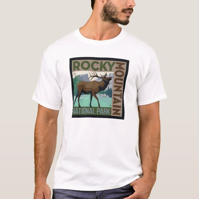 T-shirt Parc national des Rocheuses | Elk (Devant)