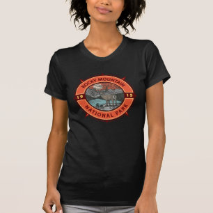 T-shirt Parc national des Rocheuses Elk Retro Compass
