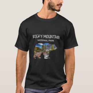 T-shirt Parc national des Rocheuses Ours noir