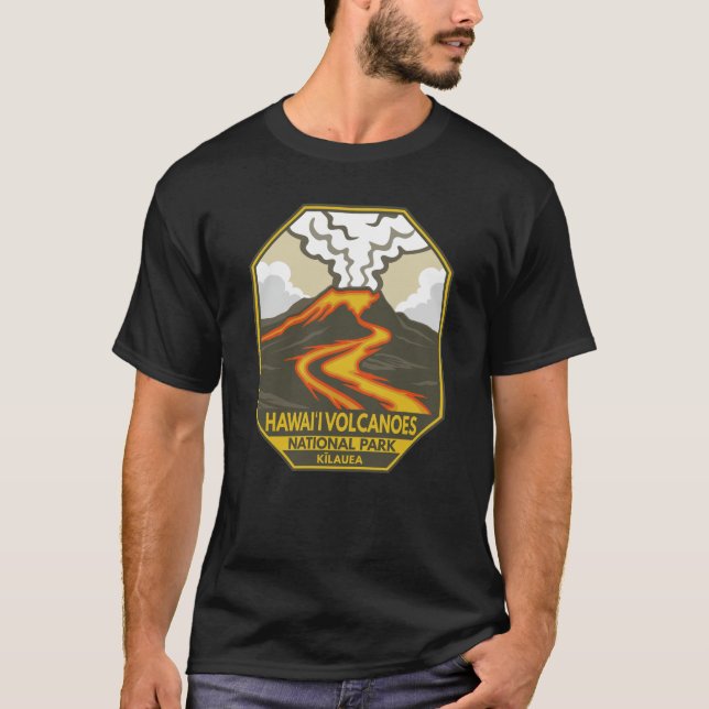 T-shirt Parc national des volcans d'Hawaii Kilauea Retro (Devant)
