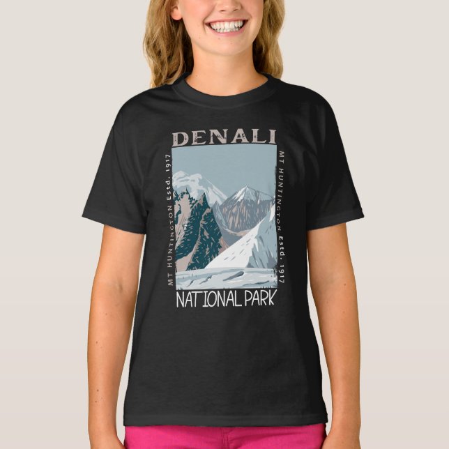 T-shirt Parc national du Denali Alaska Mont Huntington Ret (Devant)