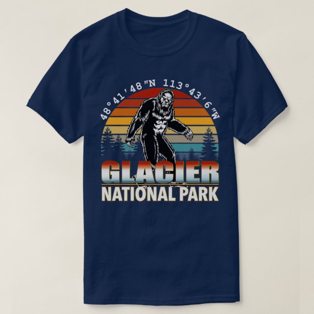 T-shirt Parc national du Glacier Bigfoot avec GPS Emplacem (Design devant)