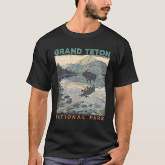 T-shirt Parc national du Grand Teton Wyoming Preppy Throwb