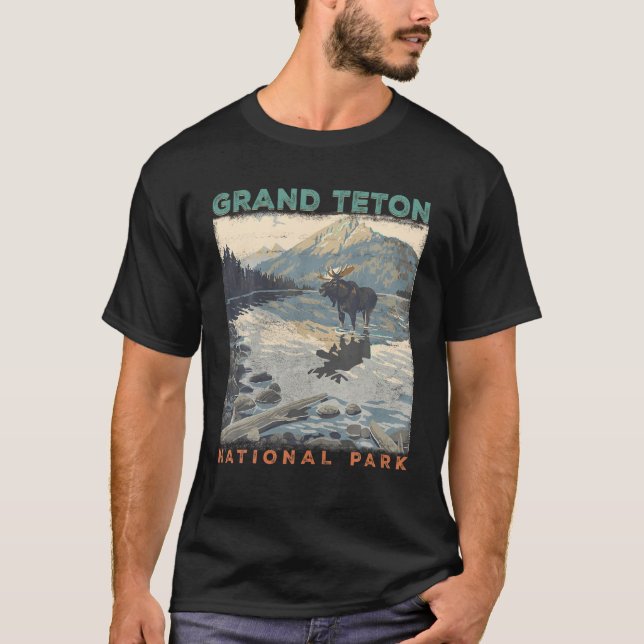 T-shirt Parc national du Grand Teton Wyoming Preppy Throwb (Devant)