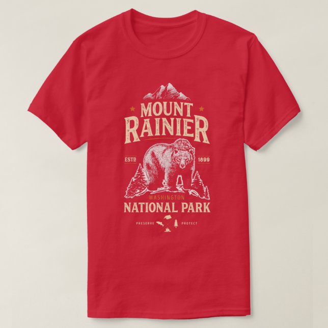 T-shirt Parc national du Mont Rainier Washington Bear Vint (Design devant)