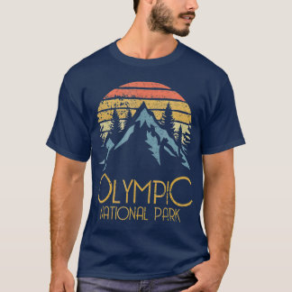 T-shirt Parc national olympique rétro Montagnes Washington