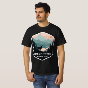 T-shirt Parc national vintage Grand Teton Deer Mountains