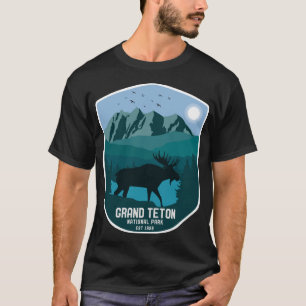 T-shirt Parc national vintage Grand Teton Mountain Moose