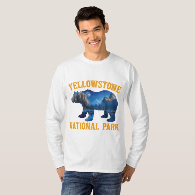 T-shirt Parc national vintage Yellowstone L'ours Wyoming (Devant entier)