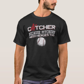 T-shirt Parce que Fana de Baseball Attrapeur Vintage Attra