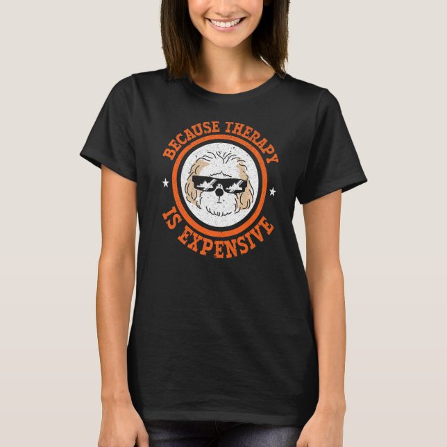 T-shirt Parce Que La Thérapie Est Coûteuse Chien Cavapoo (Devant)