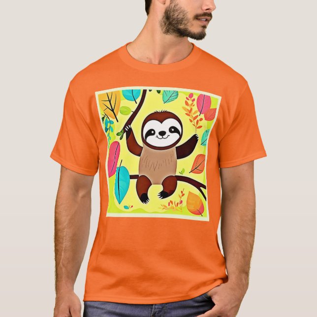T-shirt Parcelle mignonne accrochée à une branche d'arbre (Devant)