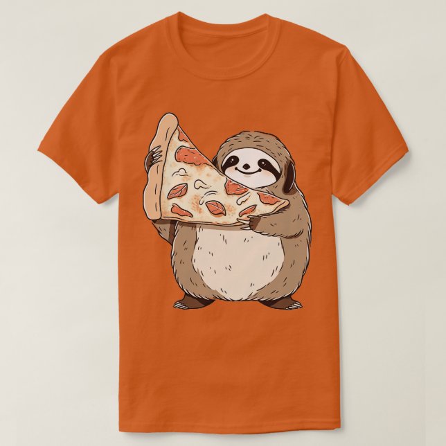 T-shirt Parcelle tenant une tranche de pizza 3 (Design devant)