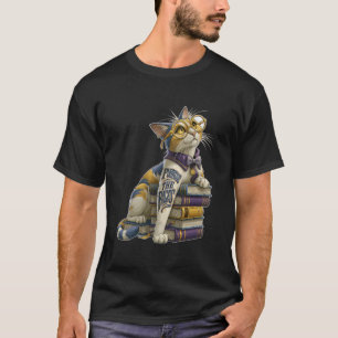 T-shirt Parcourir les pages Chaton bibliophile mignon avec
