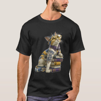 T-shirt Parcourir les pages Chaton bibliophile mignon avec