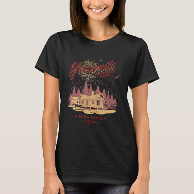 T-shirt Parcs nationaux du Yosemite Rétro Camping Hiker Te (Devant)