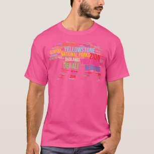 T-shirt Parcs nationaux Usa Liste Mot Cloud Ours Camping H