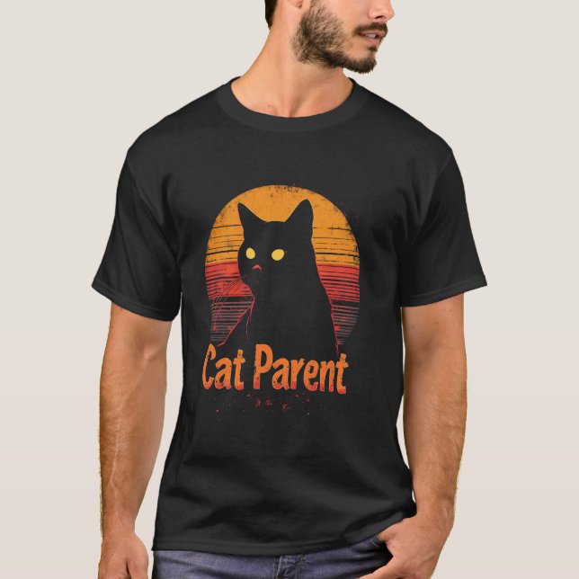 T-shirt Parent de chat rétro chat (Devant)