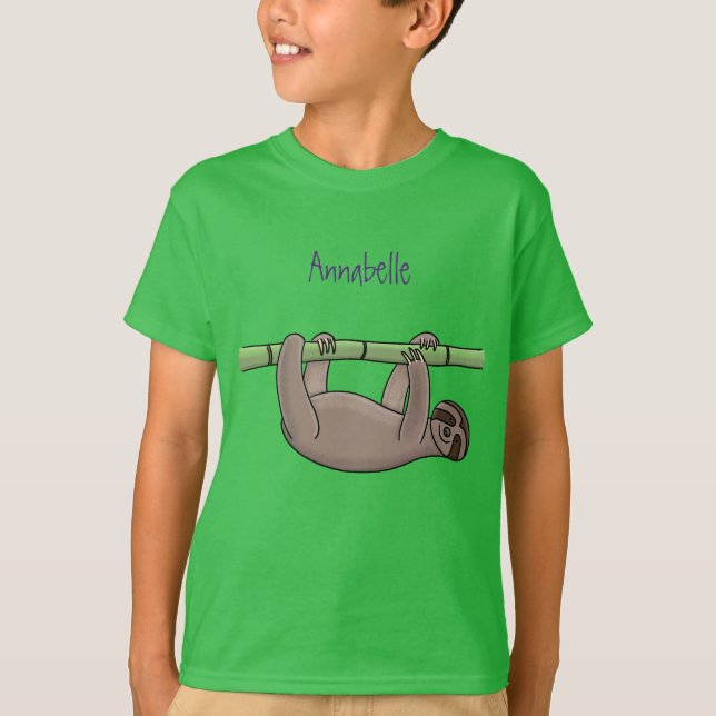 T-shirt Paresse souriante mignon sur dessin animé en bambo (Devant)