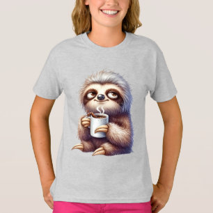 T-shirt Paresseux avec une tasse de café