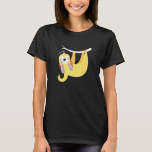 T-shirt Paresseux cool avec écouteurs se détend