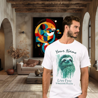 T-shirt Paresseux Cyber Turquoise – Nom Personnalisé Simul