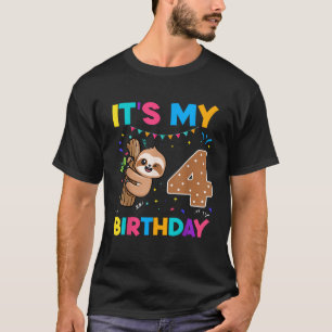 T-shirt Paresseux d'anniversaire 4 ans 4ème anniversaire A