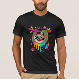 T-shirt Paresseux de fête Kawaii avec des Donuts