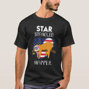 T-shirt Paresseux Drôle 4 Juillet Napping étoilé
