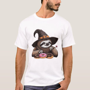 T-shirt Paresseux drôle avec un chapeau de sorcière en tra