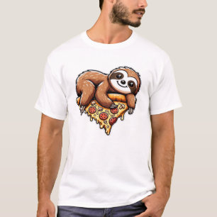 T-shirt Paresseux drôle mangeant une Pizza, Animal Kawaii 
