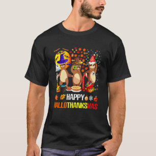 T-shirt Paresseux drôles Joyeux Hallothanksmas Halloween M