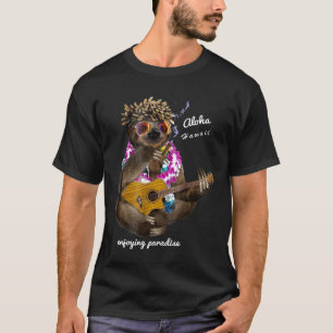 T-shirt Paresseux en chemise Aloha et fleur de lei d'Hawaï